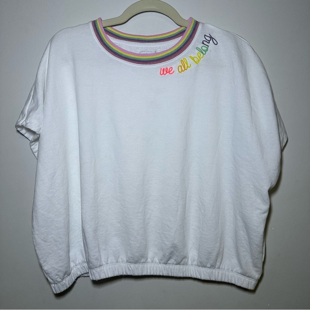 Crown & Ivy Graphic Rainbow Collar Crop Top  Size XL Festive Y2K Retro